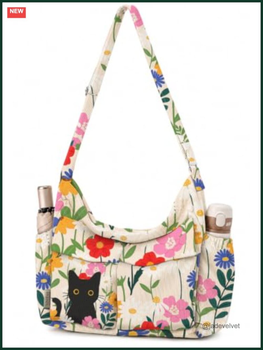 Corduroy Messenger Hobo Bag Crossbody Tote with Adjustable Strap